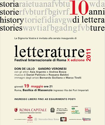 Decima Edizione di “LETTERATURE” Festival Internazionale di Roma